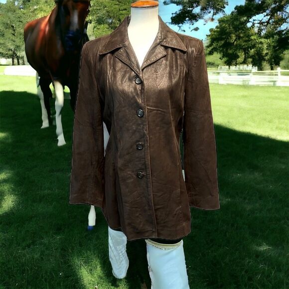 Jim & Mary Lou’s Womens’s Dark Chocolate Brown Leather Jacket - Picture 3 of 11